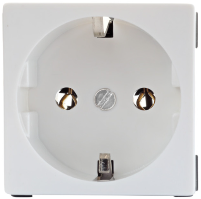 

Розетка Eurolan 16V-10-04WT 2P+E немецкий стандарт 45×45 мм, без шторок, белый, 16V-10-04WT