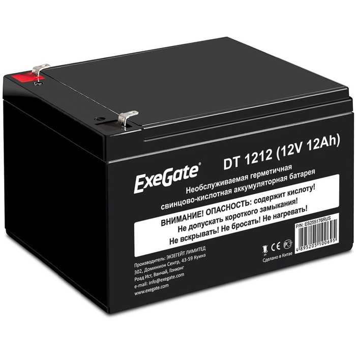 

Батарея Exegate DT 1212 ES255176RUS (12V 12Ah, клеммы F2), DT 1212