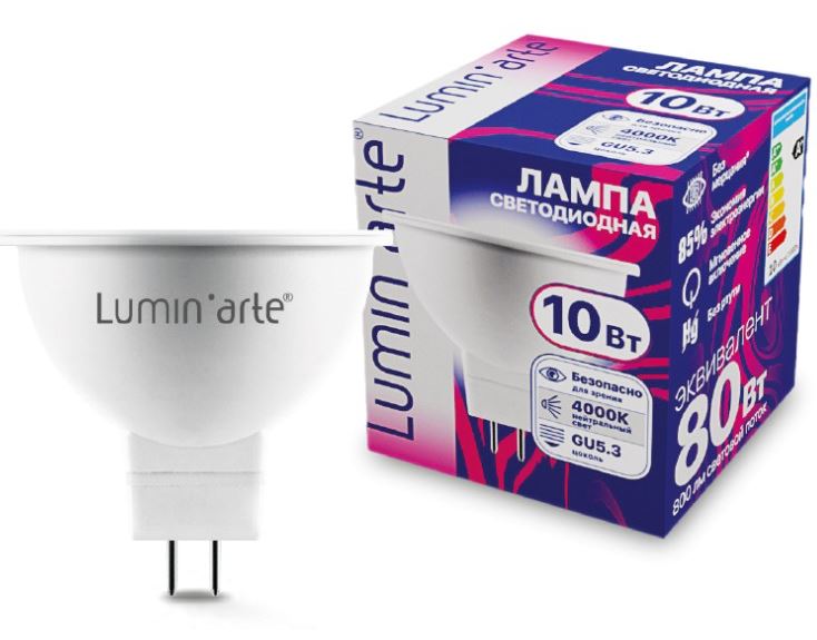 

Лампа Lumin'arte LSTD-MR16-10W4KGU5.3 10Вт 4000K GU5.3, LSTD-MR16-10W4KGU5.3