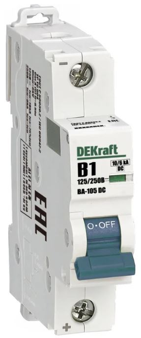 

Автоматический выключатель DEKraft 13353DEK ВА-105 1P B кривая 6A 250В DC, 13353DEK