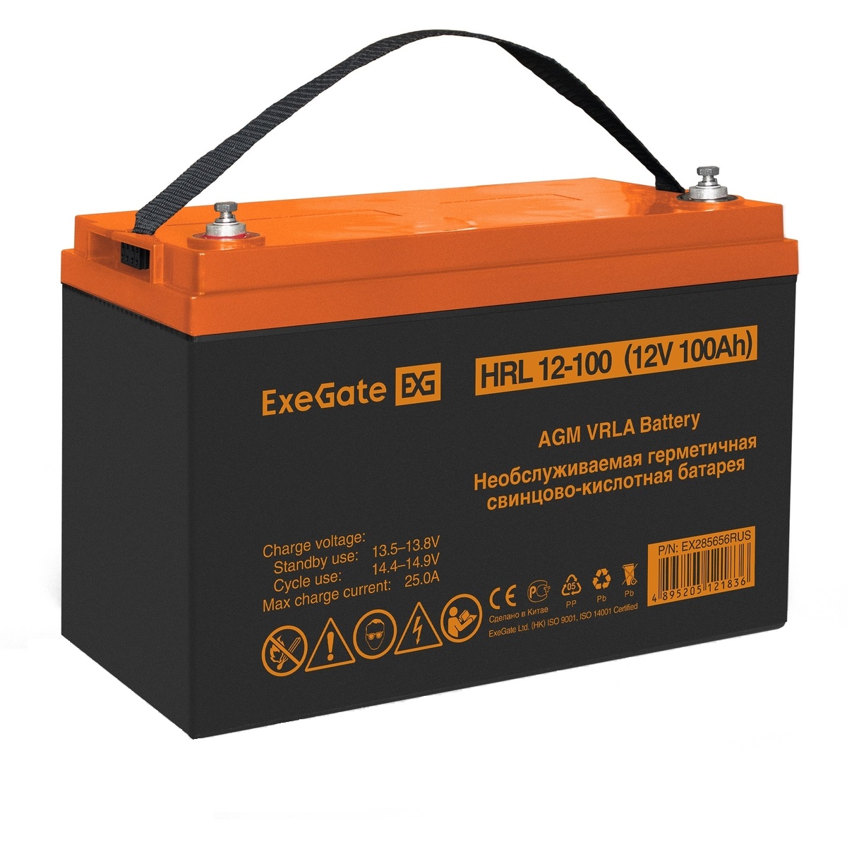 

Батарея аккумуляторная Exegate HRL 12-100 EX285656RUS (12V 100Ah, под болт М6), HRL 12-100