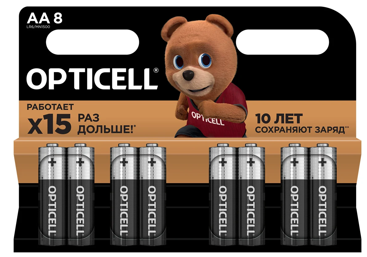 

Батарейка OPTICELL 5051008 алкалиновый AA/LR6 (блист. 8шт) Basic Opticell, 5051008