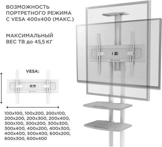 фото Стойка мобильная ONKRON TS1552 WHITE в Уфе