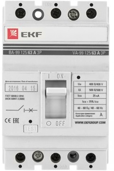 

Автоматический выключатель EKF mccb99-125-125 ВА-99 125/125А, mccb99-125-125