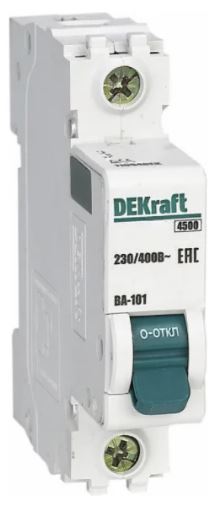 

Автоматический выключатель DEKraft 11154DEK 1Р 5А х-ка D ВА-101 4,5кА, 11154DEK