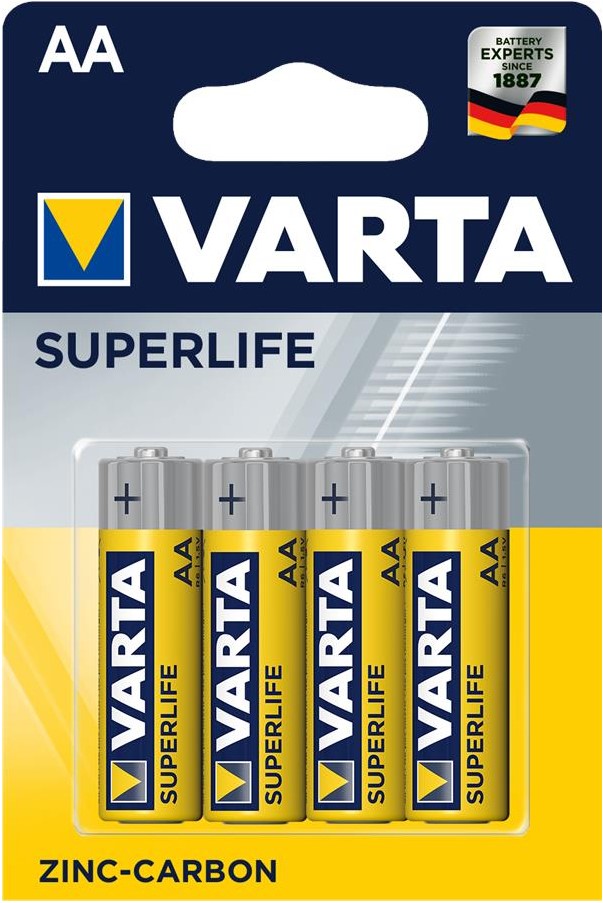

Батарейка Varta SUPERLIFE R6 AA 02006101414 BL4 Heavy Duty 1.5V (2006) (4/48/240), SUPERLIFE R6 AA