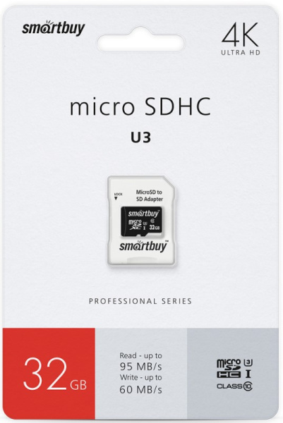 фото Карта памяти MicroSDHC 32Gb SmartBuy SB32GBSDCL10U3L-01 в Омске