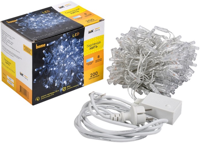

Гирлянда IEK LGDU111-1-200-20-T-S-44 нить 20м 200WW IP44 прозрачный 230В кон. 8, LGDU111-1-200-20-T-S-44