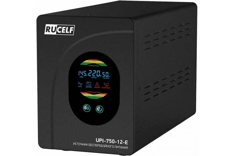 

Источник бесперебойного питания RUCELF UPI-750-12-E Line-Interactive, 750 ВА/480 Вт, UPI-750-12-E
