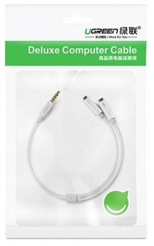 

Кабель акустический UGREEN AV141 30619_ 2*Jack 3.5mm(гнездо)/Jack 3.5mm(штекер), 0.2м, черный, AV141