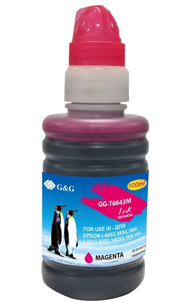 

Чернила G&G GG-T6643M пурпурный (100мл) для Epson L100, L110, L120, L130, L132, L210, L222, GG-T6643M