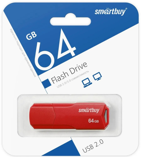 фото Накопитель USB 2.0 64GB SmartBuy SB64GBCLU-R в Казани