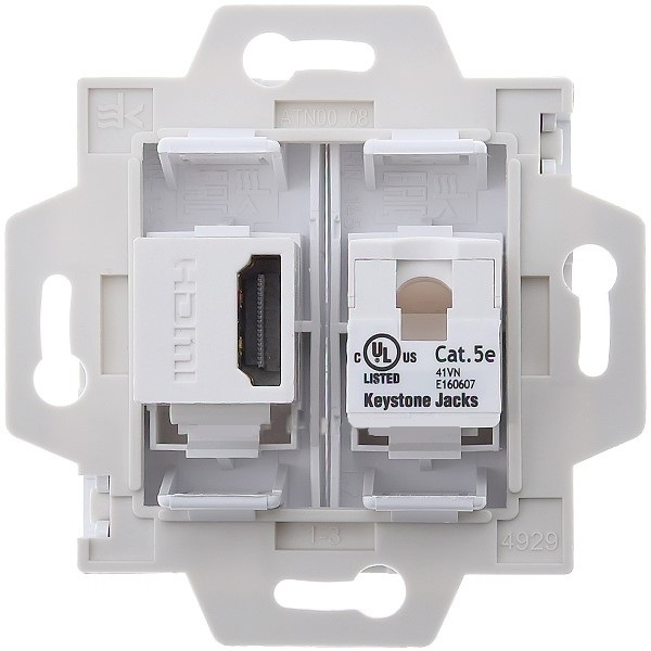 

Розетка Systeme Electric ATN000182 двойная HDMI+RJ45, кат.5Е, механизм, ATN000182