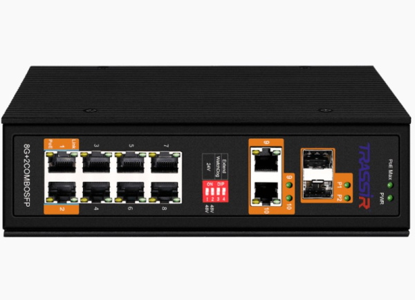 Изображение товара Коммутатор TRASSIR TR-NS15122S-300-8POE на DIN-рейку