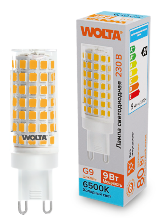 

Лампа светодиодная WOLTA WSTD-JCD-9W6KG9-C 9Вт 6500K G9, WSTD-JCD-9W6KG9-C