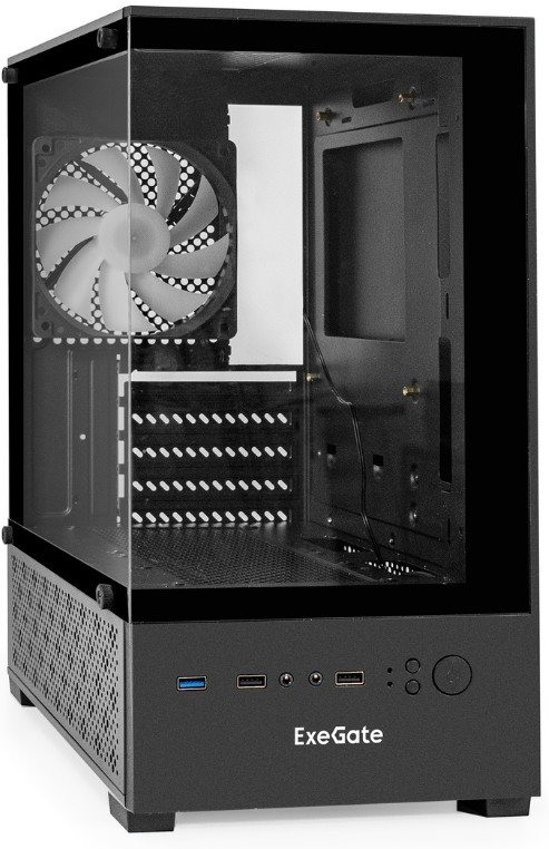 

Корпус mATX Exegate i3 SEA EX298221RUS без БП, боковая и фронтальная панель из закалённого стекла, USB 3.0, i3 SEA