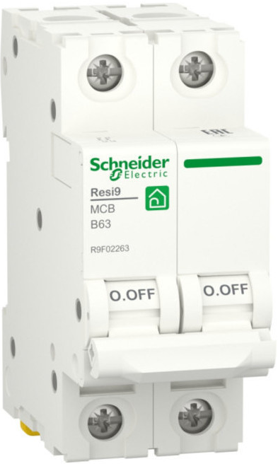 

Автоматический выключатель Schneider Electric RESI9 R9F02263 (B) 63А 2P 6000A, RESI9