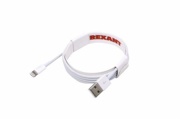 

Кабель интерфейсный Rexant 18-0000 для iPhone 5/6/7 моделей ОРИГИНАЛ (чип MFI) 1 м белый, 18-0000