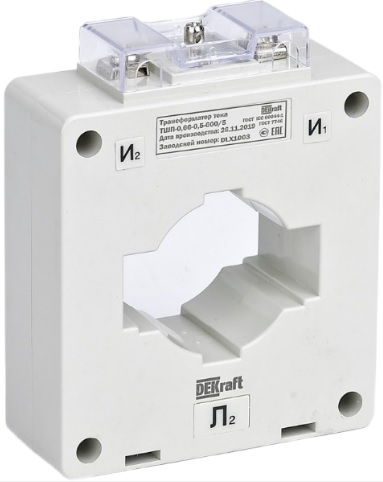 

Трансформатор тока DEKraft 50113DEK ТШП-0,66 0,5S 600/5 10ВА, диаметр 60мм, 50113DEK