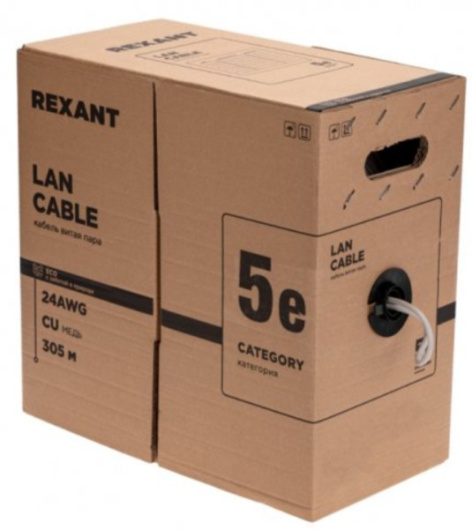 фото Кабель витая пара U/UTP 5e кат. 4 пары Rexant 01-0041-R в Перми