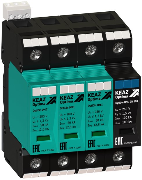 

Ограничитель импульсных перенапряжений КЭАЗ 114275 OptiDin OM-I-3+Nu-280/12,5, 114275