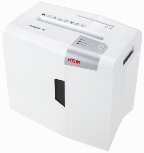 

Уничтожитель бумаг HSM Shredstar X5-4.5x30 1043121 DIN P-4 O-1 T-2 E-2 F-1, фрагм.4,5х30мм,6 лов,18 литров, скобы, скрепки/плкарты/CD, white, Shredstar X5-4.5x30