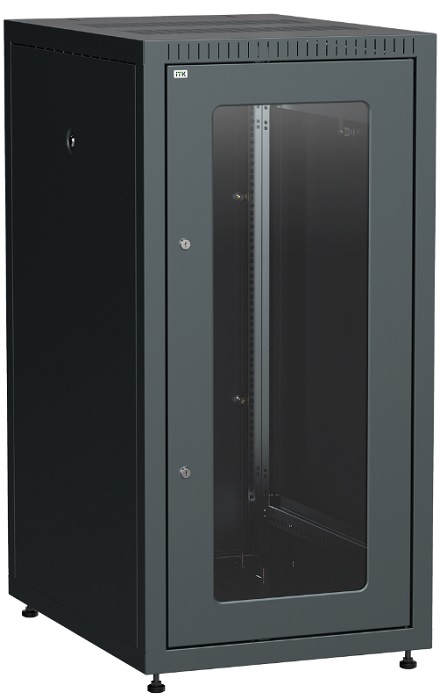 

Шкаф напольный 19", 24U ITK LE05-24U68-GM LINEA E 24U 600х800мм стеклянная передняя дверь, задняя металлическая, черный, LE05-24U68-GM