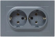 фото Розетка двухместная с заземлением в сборе EKF UP1-SOG-210