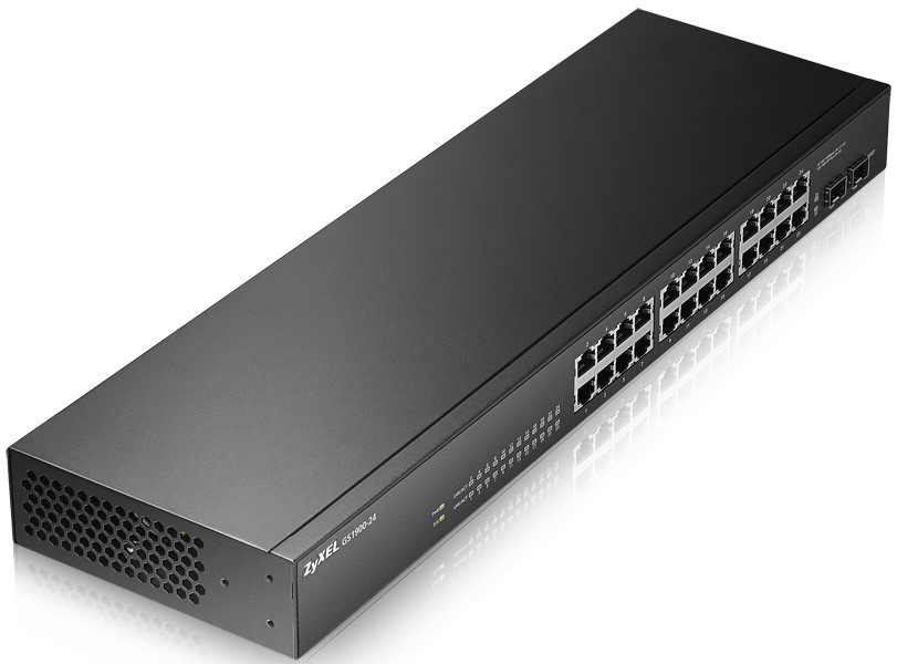 

Коммутатор управляемый ZYXEL GS1900-24 Smart L2, rack 19", 24xGE, 2xSFP, бесшумный, GS1900-24