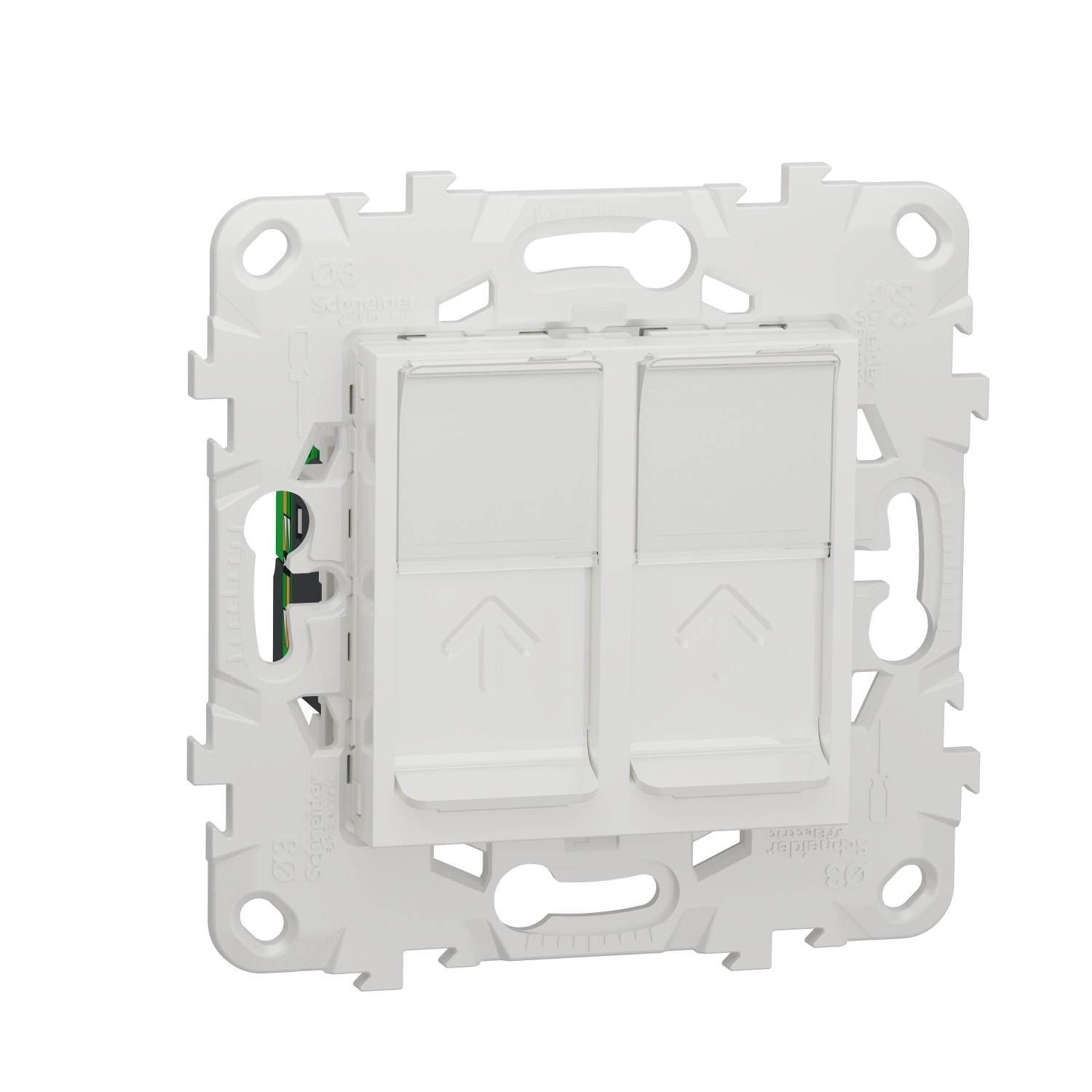 

Розетка Schneider Electric NU542418 UNICA NEW, белая, компьютерная RJ45 двойная категория 6 UTP, NU542418