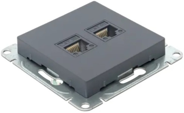 фото Розетка компьютерная двойная EKF UP1-SOG-2RJ45-5
