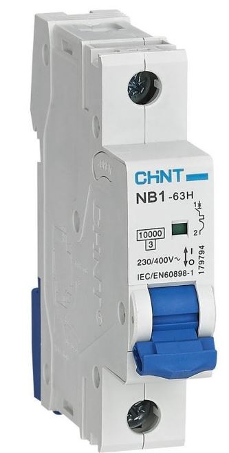 

Автоматический выключатель модульный CHINT 179803 NB1-63H 1P 32А 10кА х-ка D (R), 179803