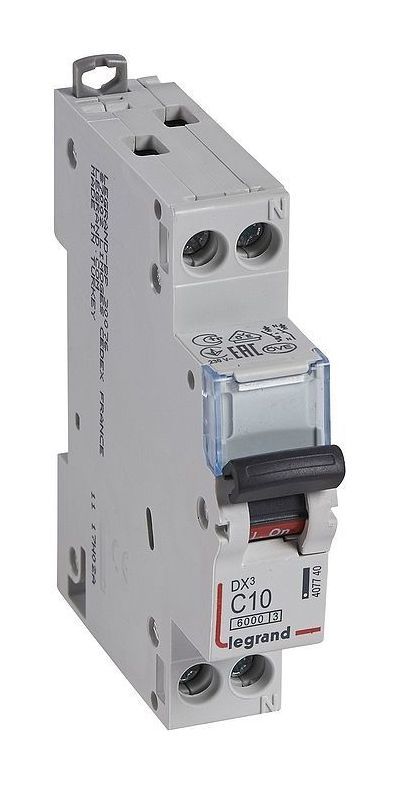 

Автоматический выключатель Legrand 407740 DX³ 6000 - 10 кА - тип характеристики C, 1П+Н, 230/400 В~, 10 А, 1 модуль, 407740