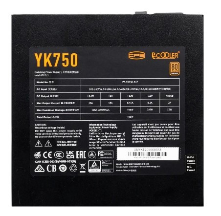 фото Блок питания ATX PCCooler P5-YK750-B1FWBK1-EU в Казани