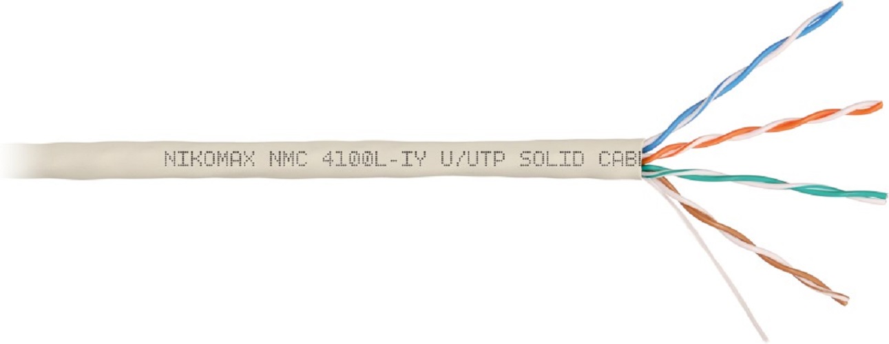 

Кабель витая пара U/UTP 5e кат. 4 пары NIKOMAX NMC 4100L-IY 24AWG(0.51 мм), медь, одножильный (solid), внутренний, полимерный материал, нг(A)-LSLTx, с, NMC 4100L-IY