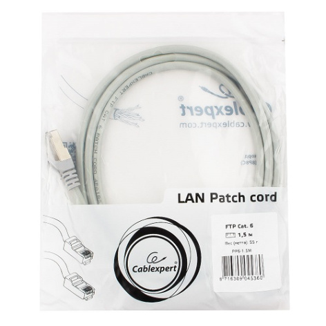 фото Кабель патч-корд F/UTP 6 кат. 1.5м Cablexpert PP6-1.5M в Омске