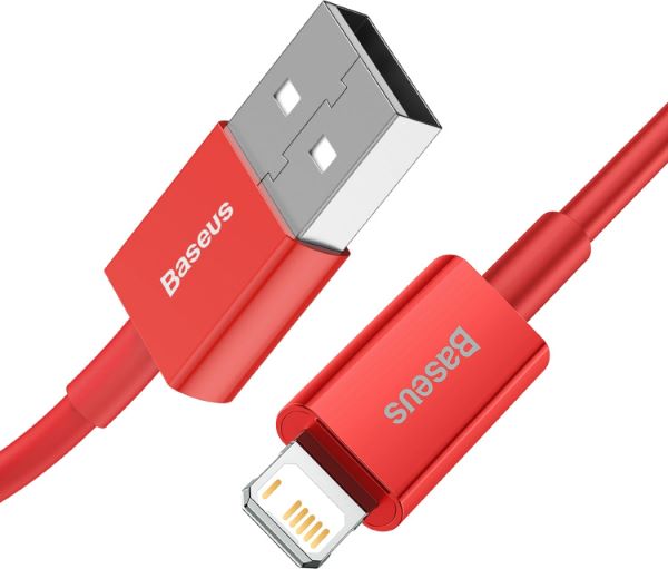 

Кабель интерфейсный Baseus CALYS-A09 USB Type A - Lightning 2.4A силиконовый 1m red, CALYS-A09