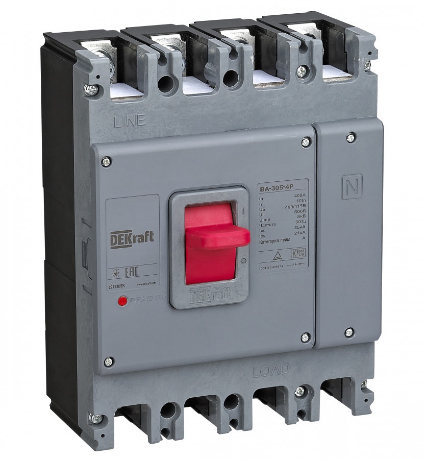 

Автоматический выключатель в литом корпусе DEKraft 22790DEK 4P 250А 35кА ВА-305, 22790DEK