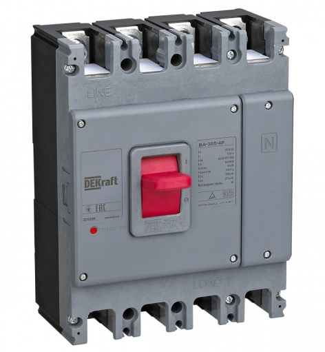 Изображение товара Автоматический выключатель DEKraft литой корпус 4 полюса 250 А 400/415 В 50 Гц