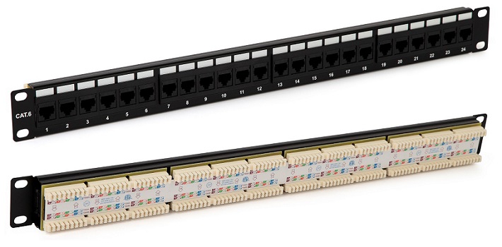 Патч-панель Hyperline (PP3-19-24-8P8C-C6-110D) 19" 1U 24xRJ45 кат.6 UTP
