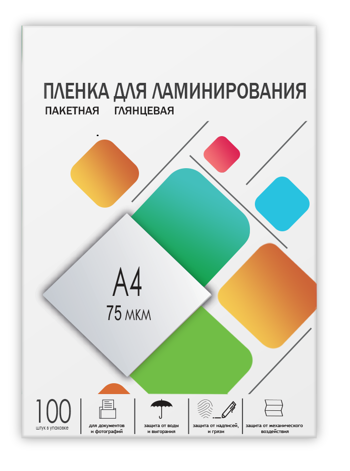 

Картридж LPA4-75 Пленка для ламинирования A4, 216х303 (75 мкм) глянцевая 100шт, ГЕЛЕОС [LPA4-75], LPA4-75