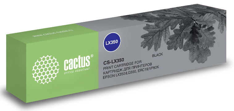 

Картридж ленточный Cactus CS-LX350 черный для Epson LX350/LQ350/ERC19/VP80K, CS-LX350