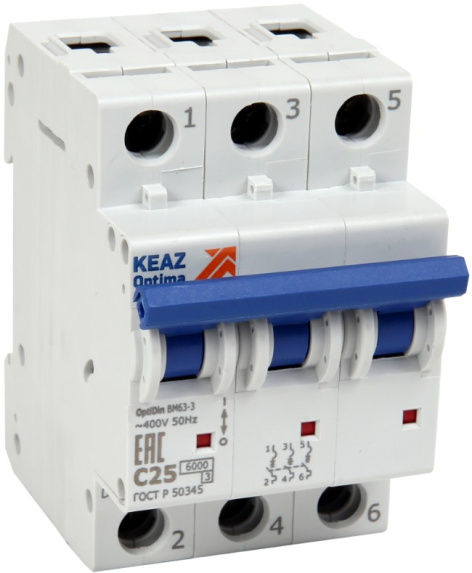 Изображение товара Автоматический выключатель КЭАЗ 260818 3Полюсный 63А IP20 Модульный