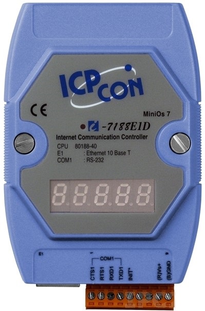 

Контроллер ICP DAS I-7188E1D CR Internet Communication Controller with one Ethernet port and one RS-232 port with display, I-7188E1D CR