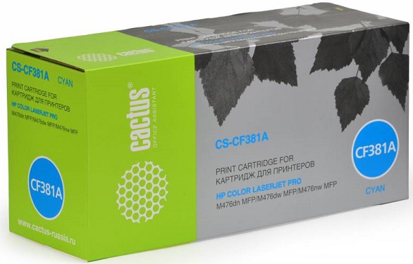 

Картридж Cactus CS-CF381A голубой для HP LaserJet Pro M476dn, M476nw, M476dw (2700стр.), CS-CF381A