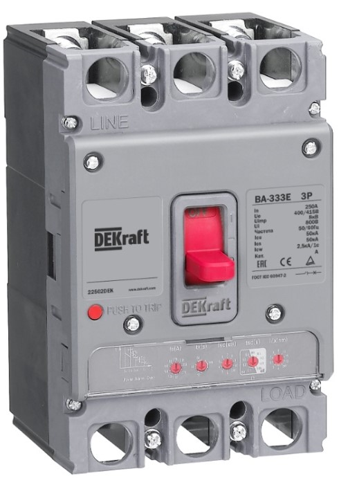 

Автоматический выключатель DEKraft 22500DEK cиловой с электрон. расц. 3P 125А 50кА ВА-333E, 22500DEK