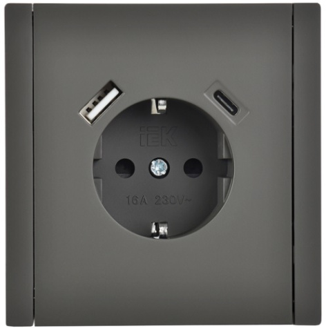фото Розетка с заземлением с 2 USB  IEK FP-R14-16-U22-018-K03 в Волгограде