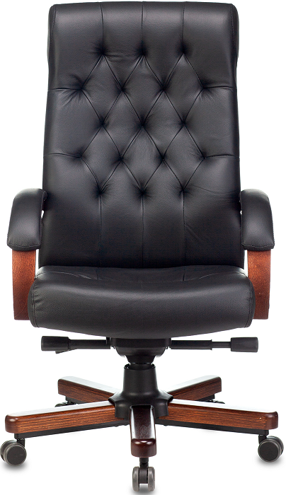 

Кресло Бюрократ T-9928WALNUT/BLACK руководителя, черный кожа крестовина металл/дерево, T-9928WALNUT/BLACK
