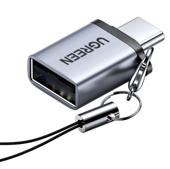 

Адаптер UGREEN 50283_ USB Type C to USB 3.0 A с ремешком, серый космос, 50283_