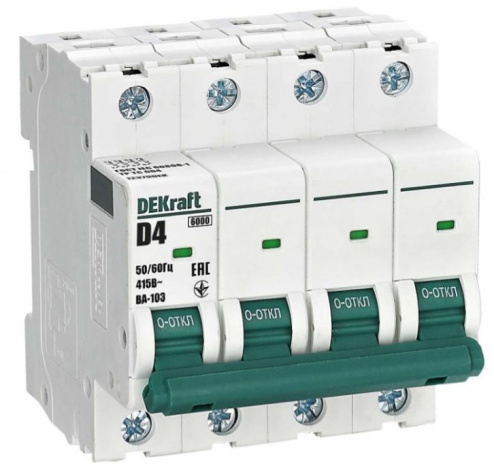 Изображение товара Четырёхполюсный автоматический выключатель DEKraft 12379DEK